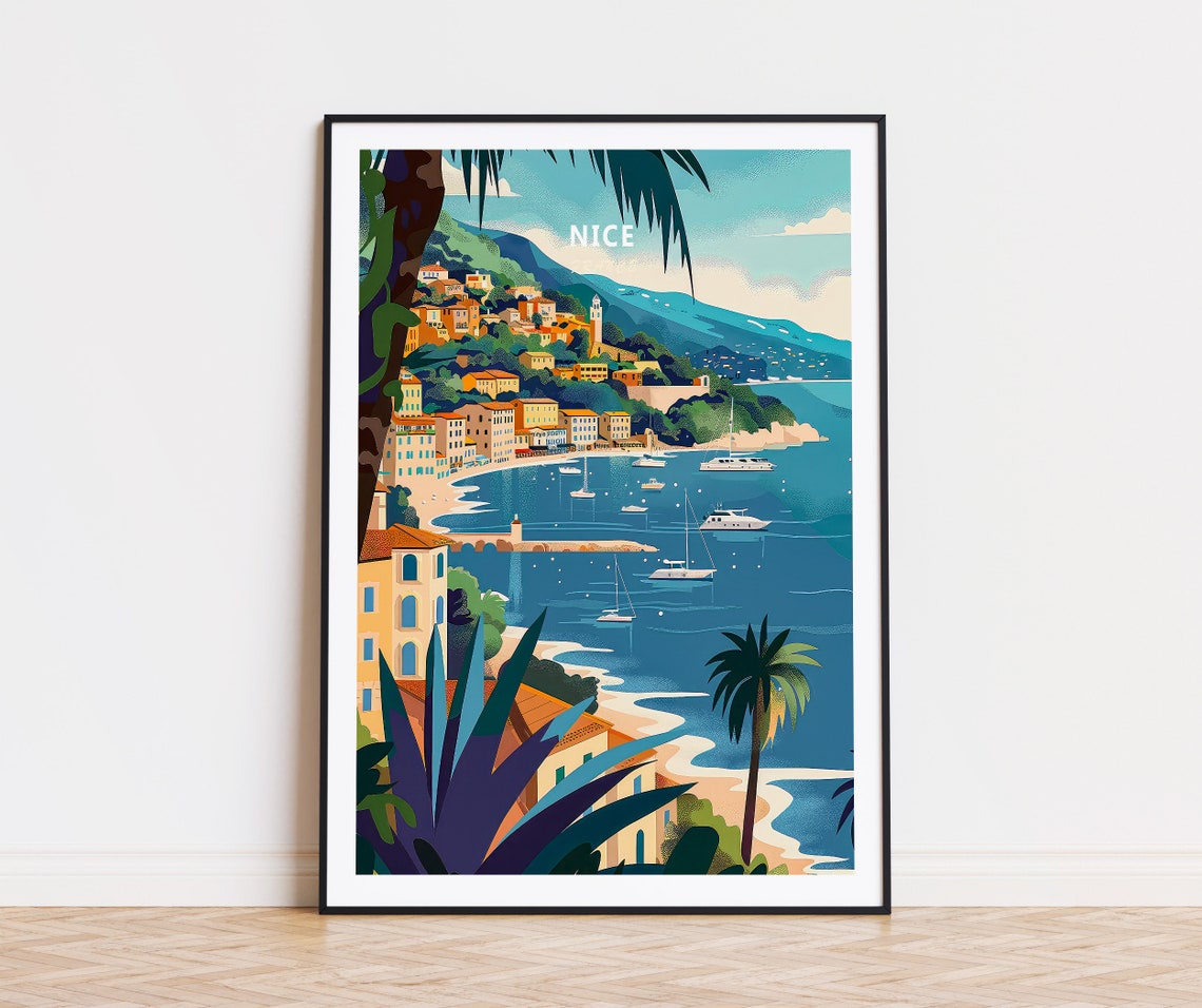Nice France Travel Poster France Travel Print France Riviera Wall Art France Coastal Poster Home Decor Personalised Gifts