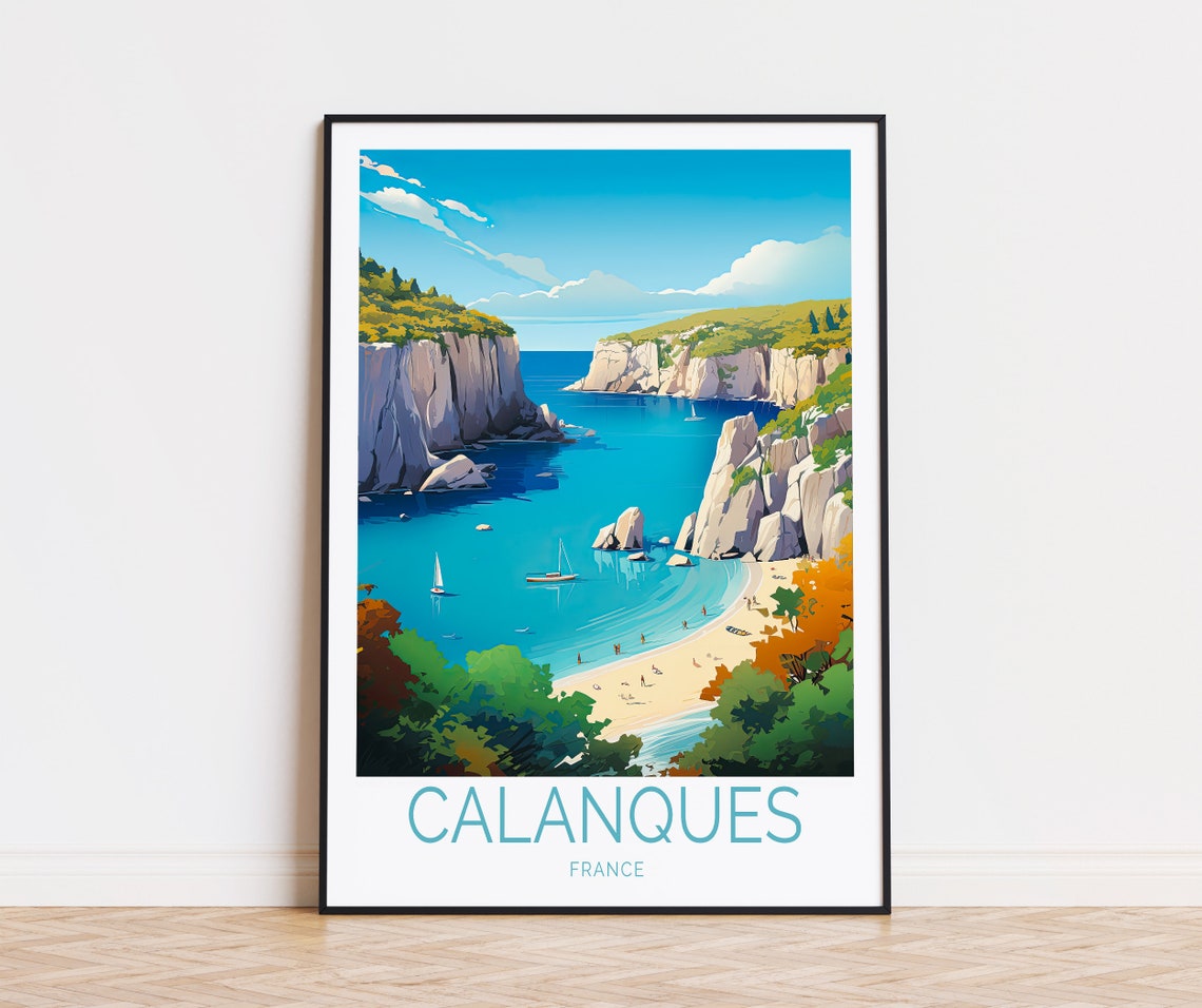 Calanques France White Cliffs And Hidden Sandy Beach Cove Poster