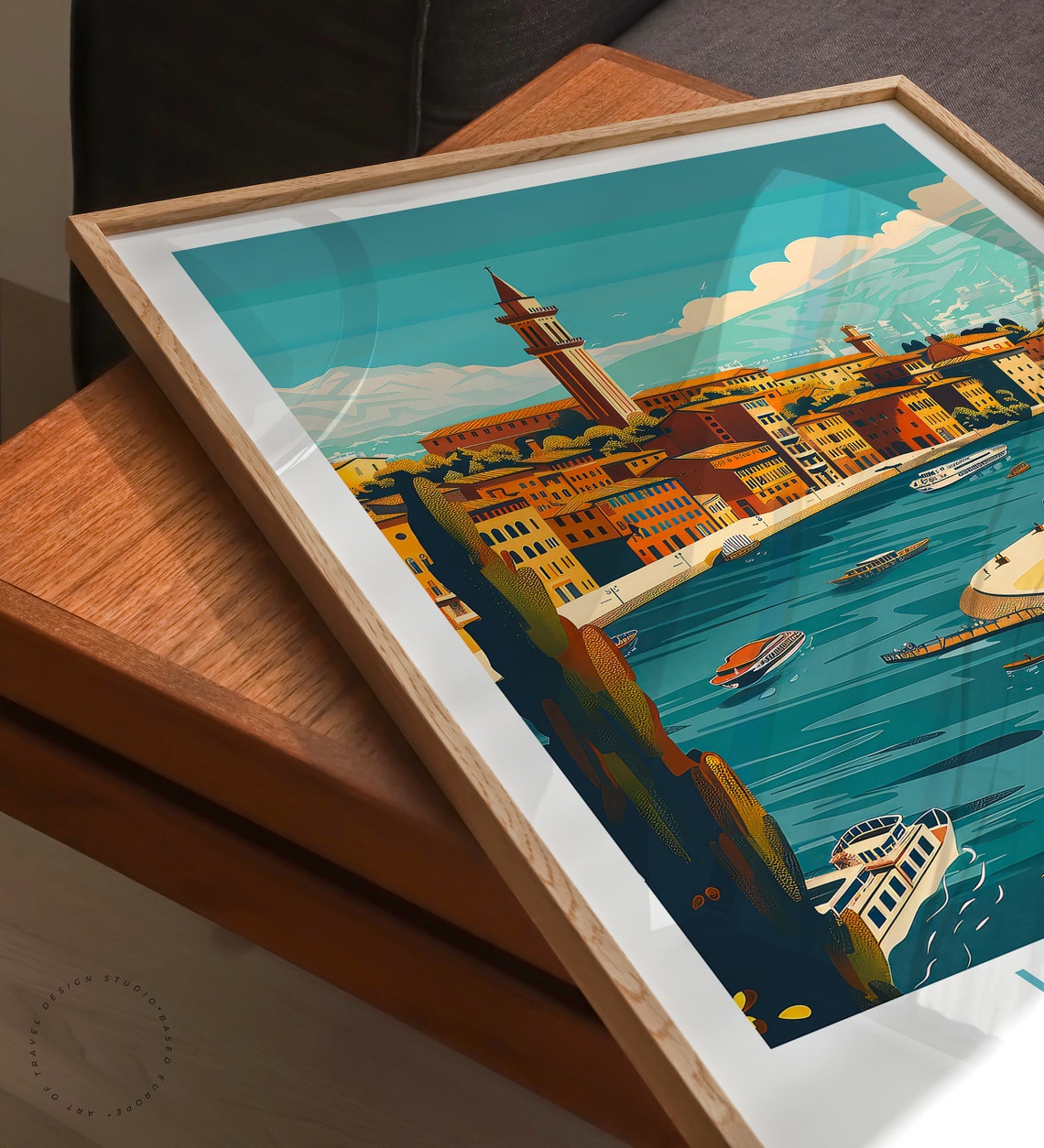 Verona Italy River Bend Bell Tower Historic City Travel Poster - Image 3