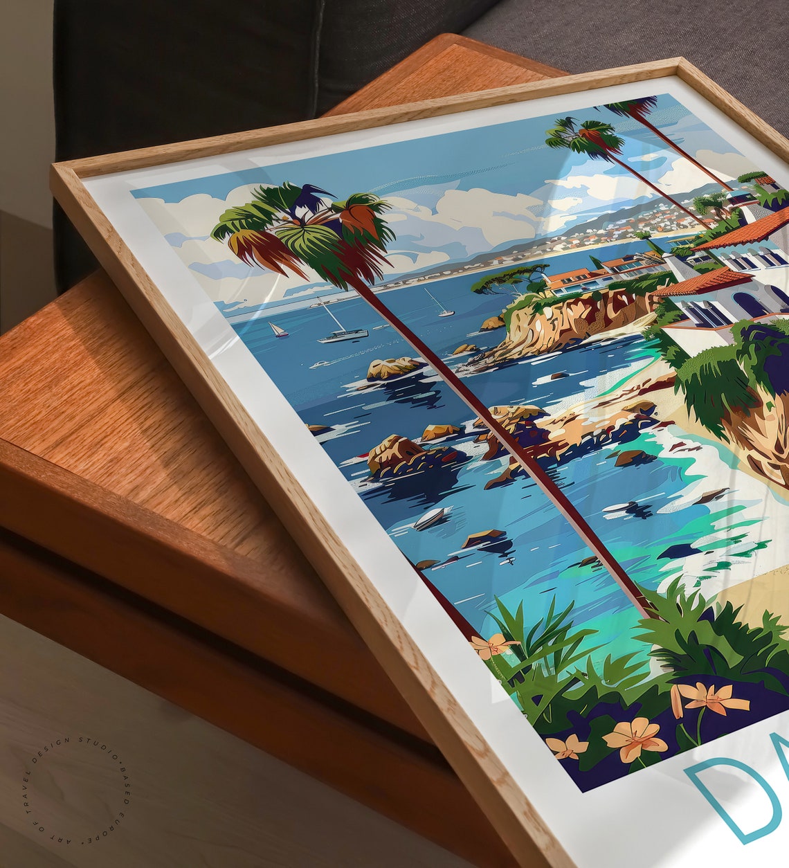Dana Point California Harbor Palms Cliff Houses Coast Wall Art - Image 3