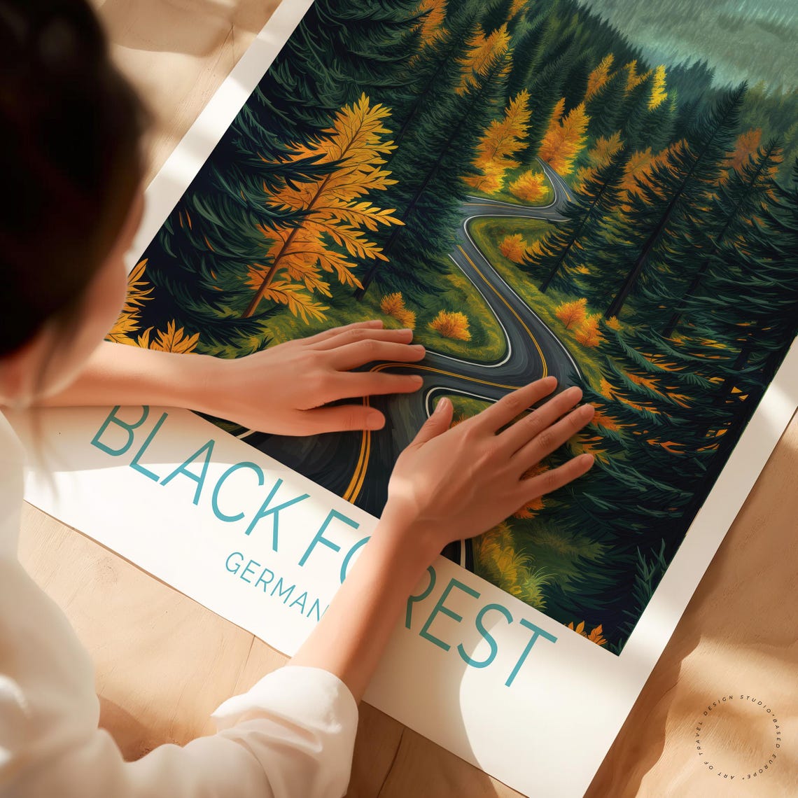 Black Forest Germany Winding Autumn Road Pine Forest Scenic Poster - Image 3