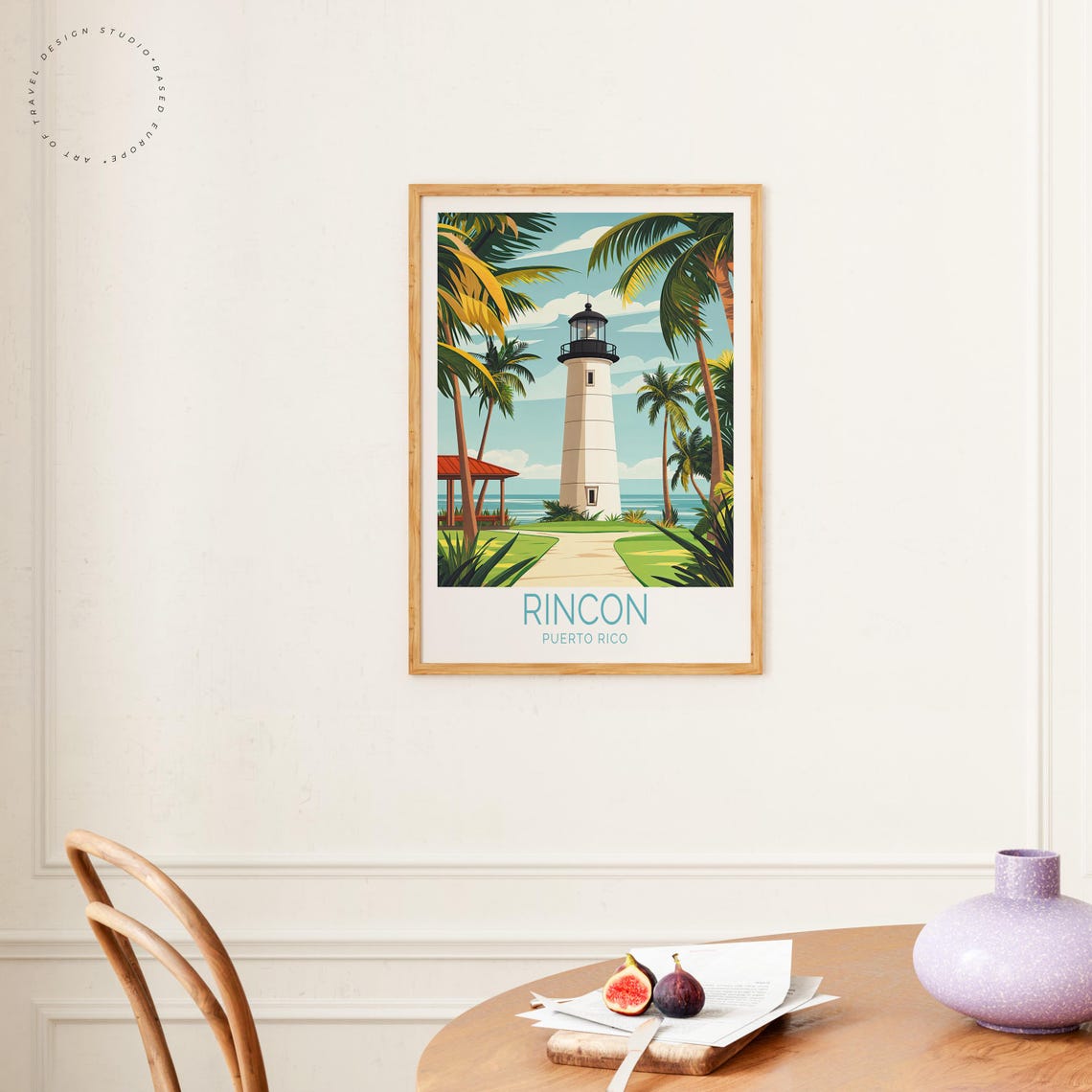 Rincon Puerto Rico Lighthouse Palm Beach Tropical Coast Travel Poster - Image 4