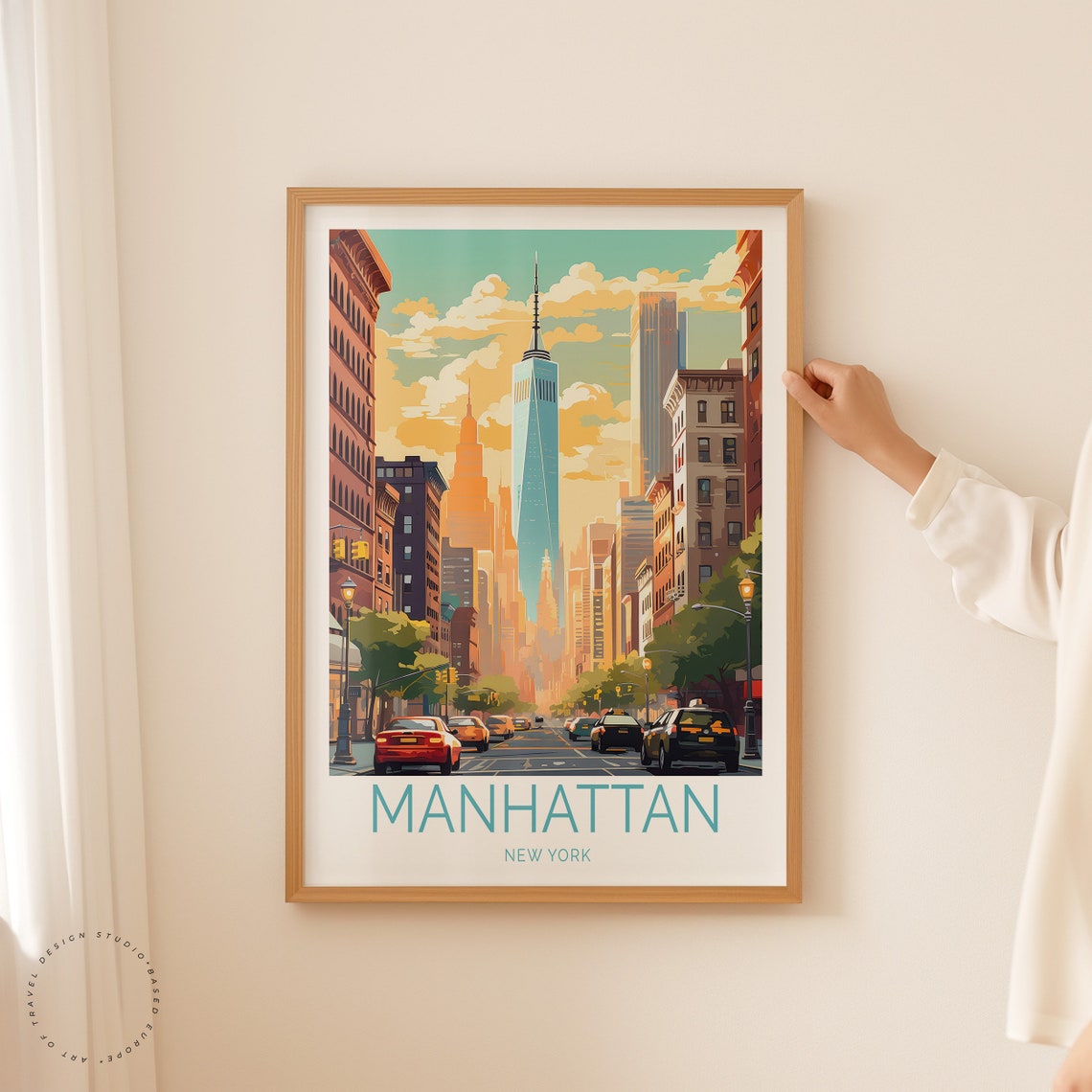 Manhattan New York Street Skyline Sunset Vintage Travel Poster - Image 2