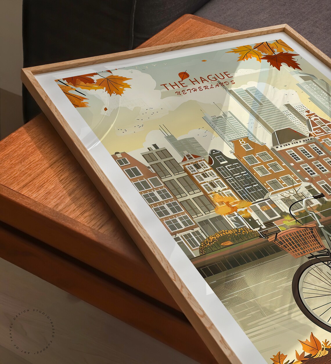 The Hague Netherlands Dutch Canal Houses Bicycle Autumn Poster - Image 3