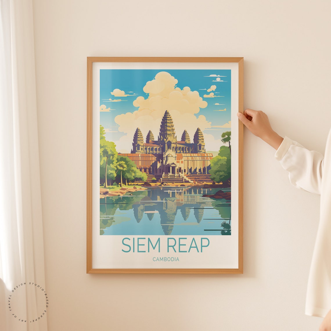 Cambodia Angkor Wat Siem Reap Temple Sunrise Reflection Travel Poster - Image 2