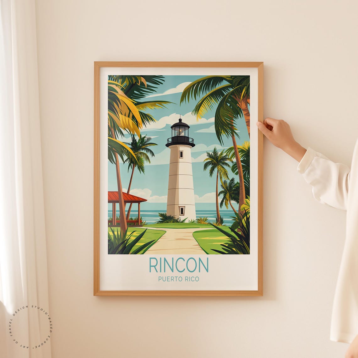 Rincon Puerto Rico Lighthouse Palm Beach Tropical Coast Travel Poster - Image 5