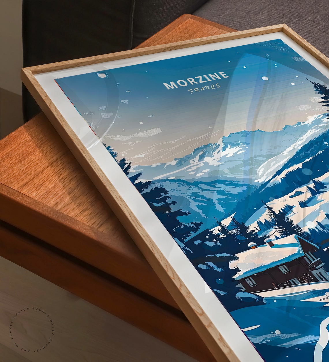 Morzine France Alpine Village Skier Snowy Mountain Trail Poster - Image 3
