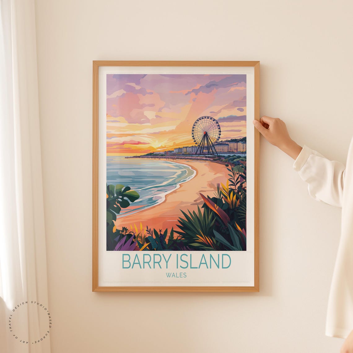 Barry Island Wales Sunset Beach Ferris Wheel Seaside Travel Poster - Image 2