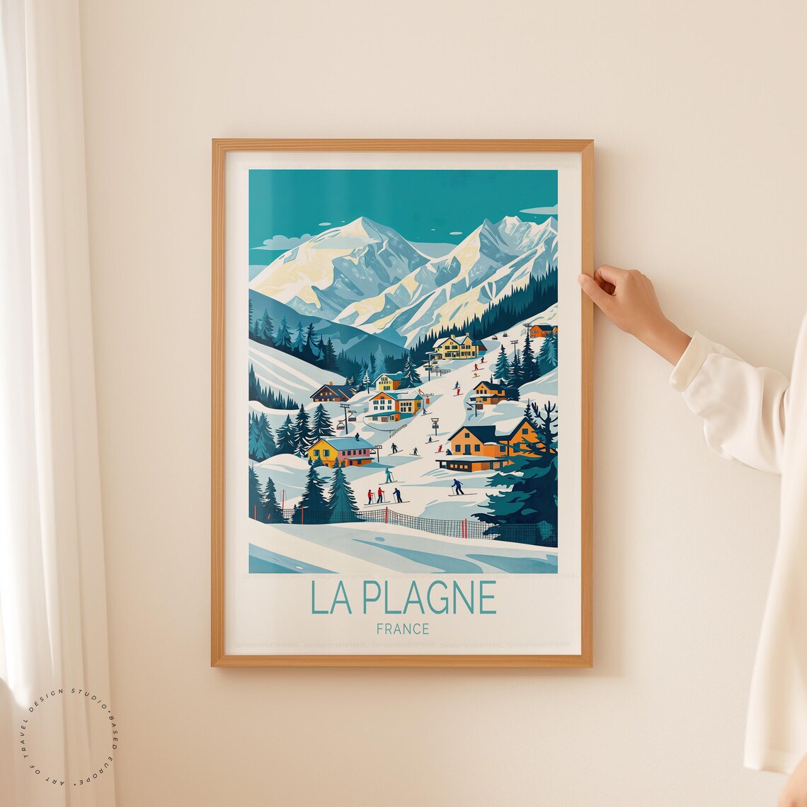 La Plagne France Ski Resort Alpine Village Winter Vintage Travel Poster - Image 5