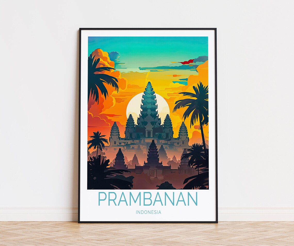 Prambanan Travel Poster Indonesia Wall Art Prambanan Temple Poster Travel Home Decor Birthday Present Travel Gifts