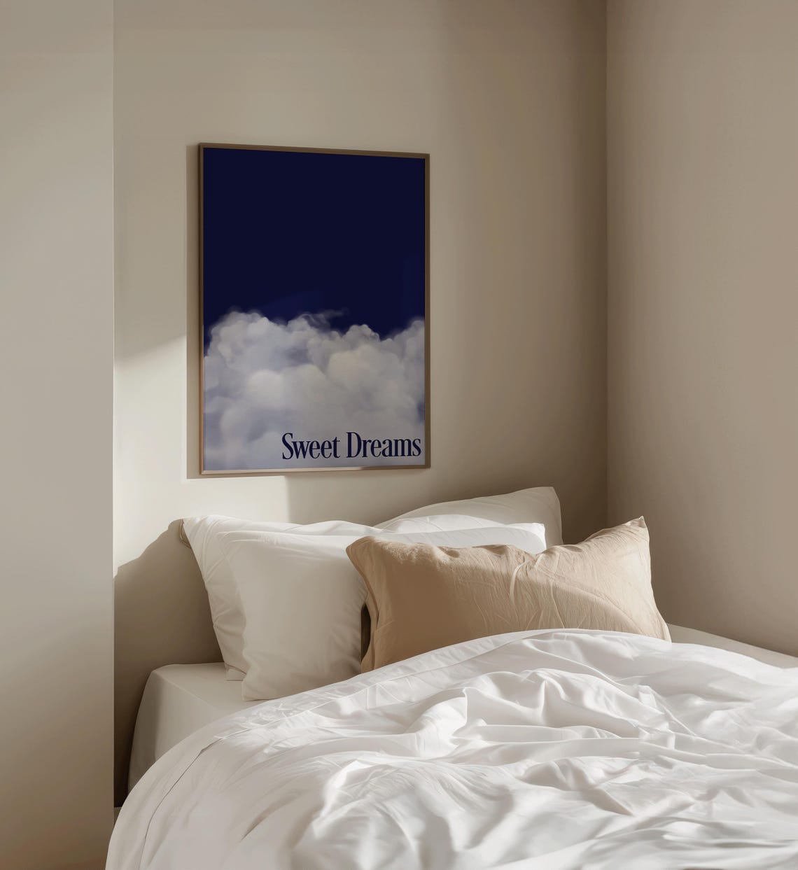 Sweet Dreams Midnight Blue Cloud Serene Bedroom Night Sky Print - Image 2