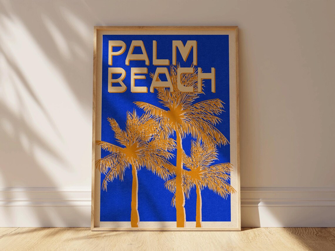 Summer Beach Poster, Vintage Palm Tree Decor - Image 2