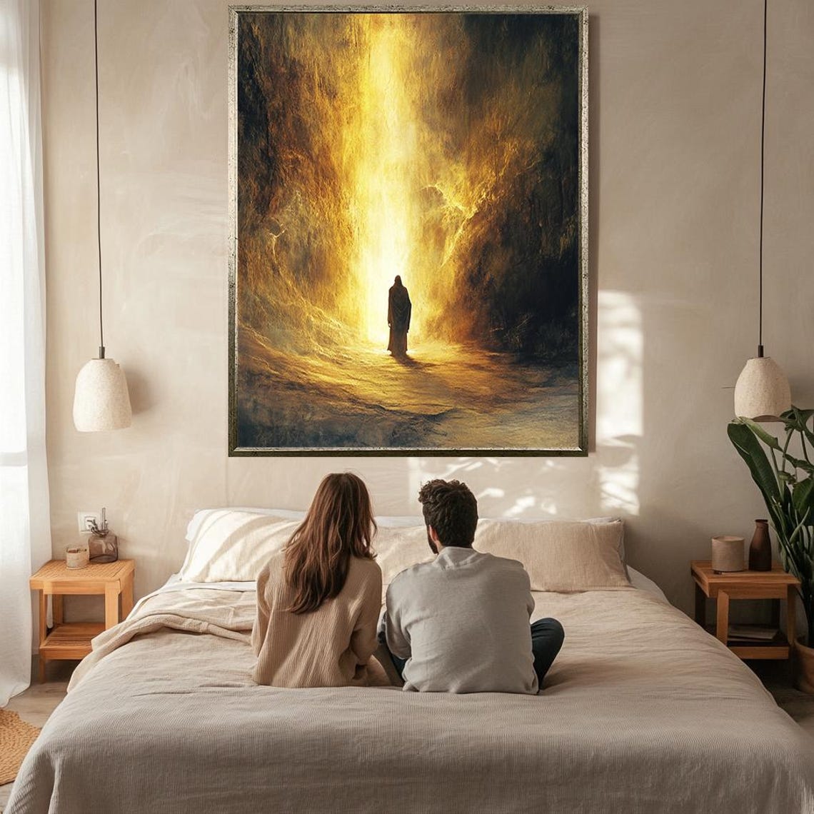 Jesus Walking Toward Heavenly Light In Dark Cave Resurrection Poster - Image 2