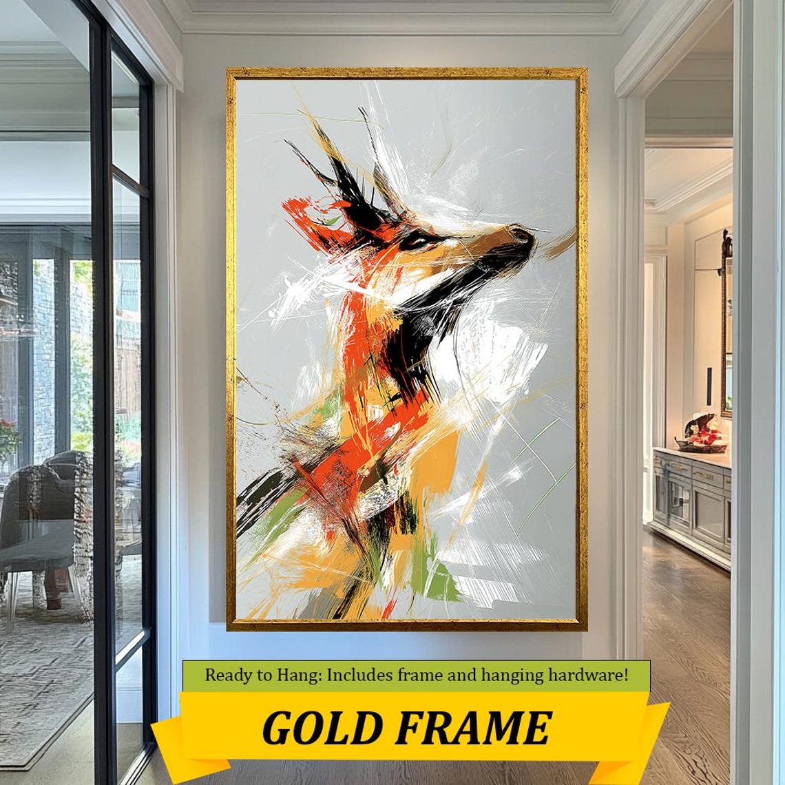Abstract Antelope Head Colorful Brushstroke Wildlife Art Wall Poster - Image 5