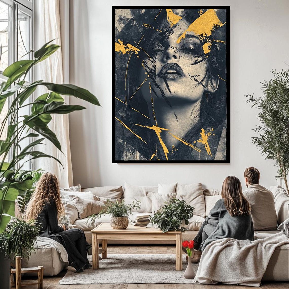Black Gold Abstract Woman Portrait Textured Modern Luxury Art Poster - Image 3
