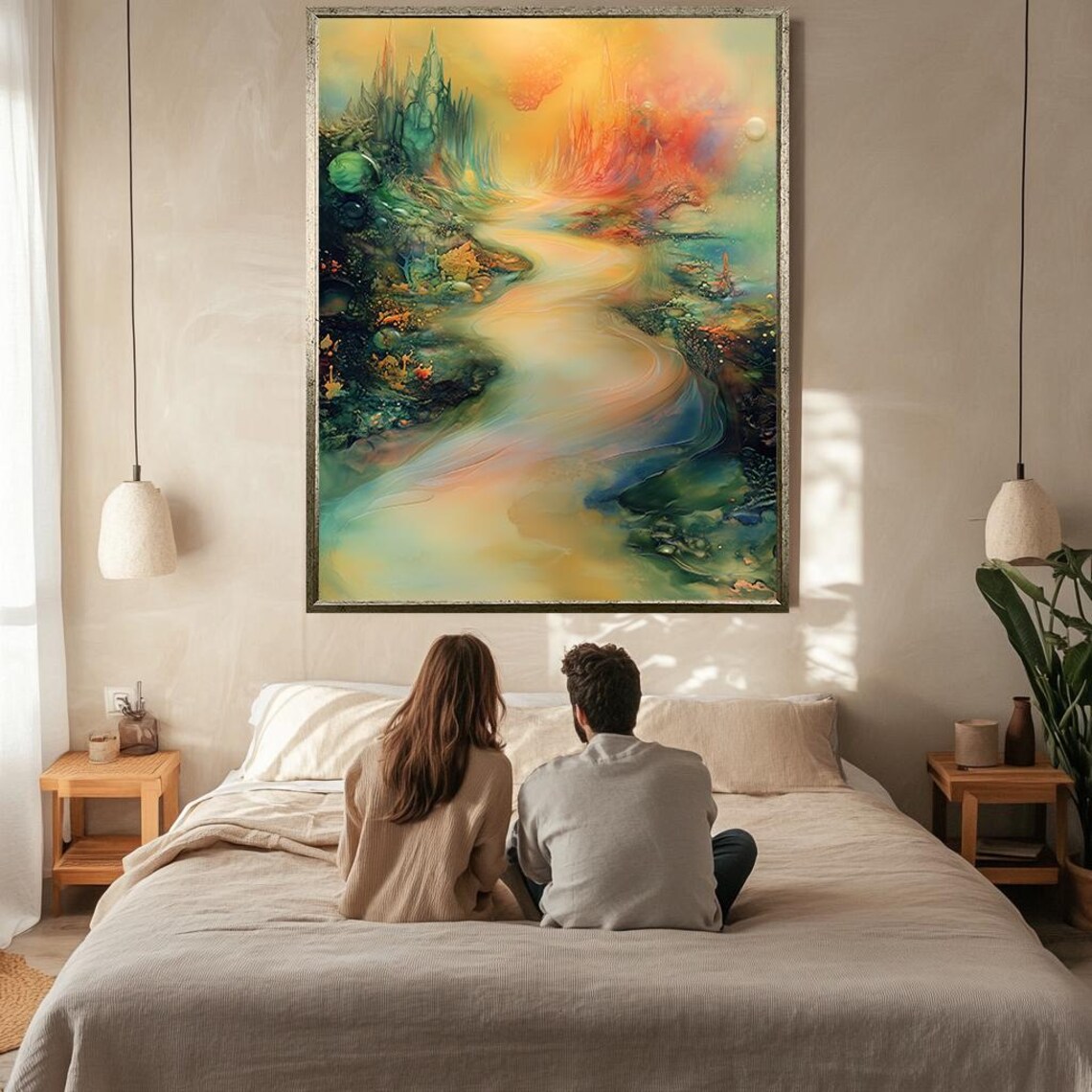 Surreal Fantasy River Landscape Dreamlike Abstract Colorful Poster - Image 2