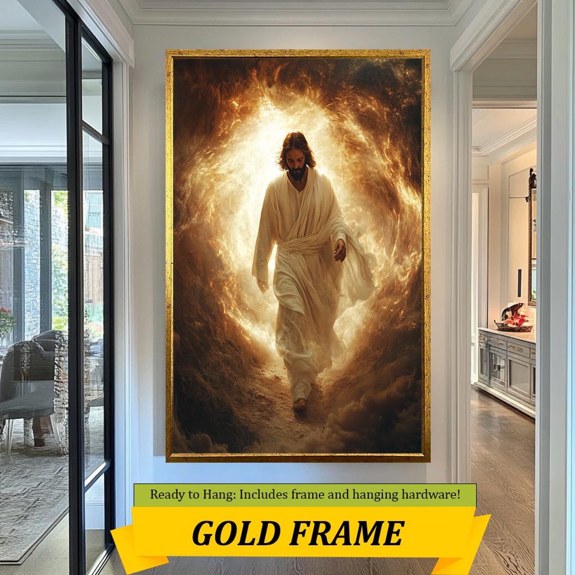 Jesus Christ Walking Through Golden Tunnel Of Divine Light Wall Art - Image 5