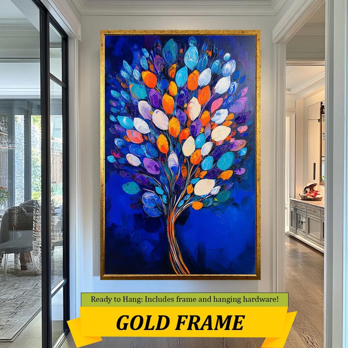 Vibrant Abstract Tree Art Bold Colorful Leaves Painting Modern Textured Nature Artwork Unique Wall Decor For Home - Image 5