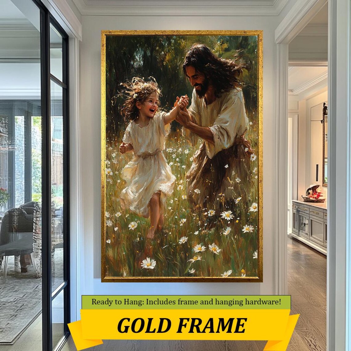Jesus Dancing Joyfully With Little Girl In Daisy Field Poster - Image 5