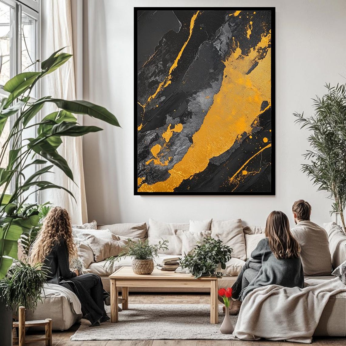 Black Gold Abstract Marble Art Modern Luxury Textured Wall Poster - Image 3