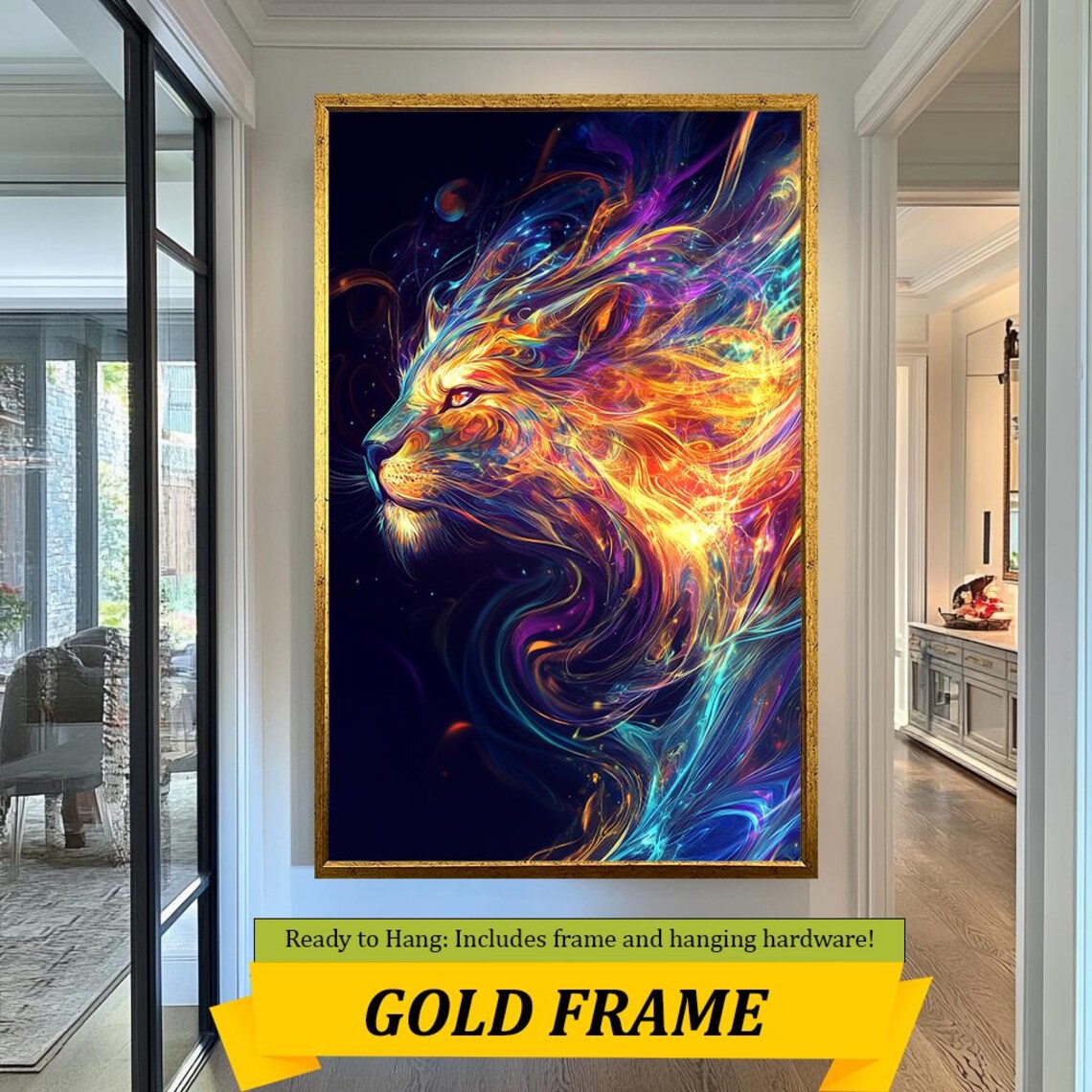 Colorful Lion Spirit Cosmic Swirl Abstract Wildlife Portrait Poster - Image 5