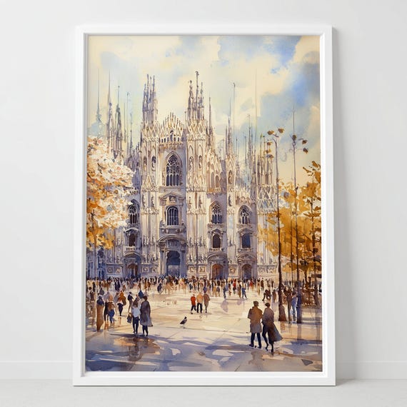 Duomo Di Milano Watercolor Art Print, Italy Travel