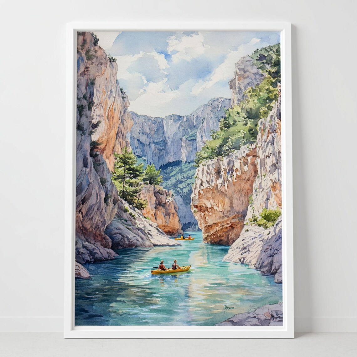 Verdon Gorge Provence France Canyon River Kayak Watercolor Poster