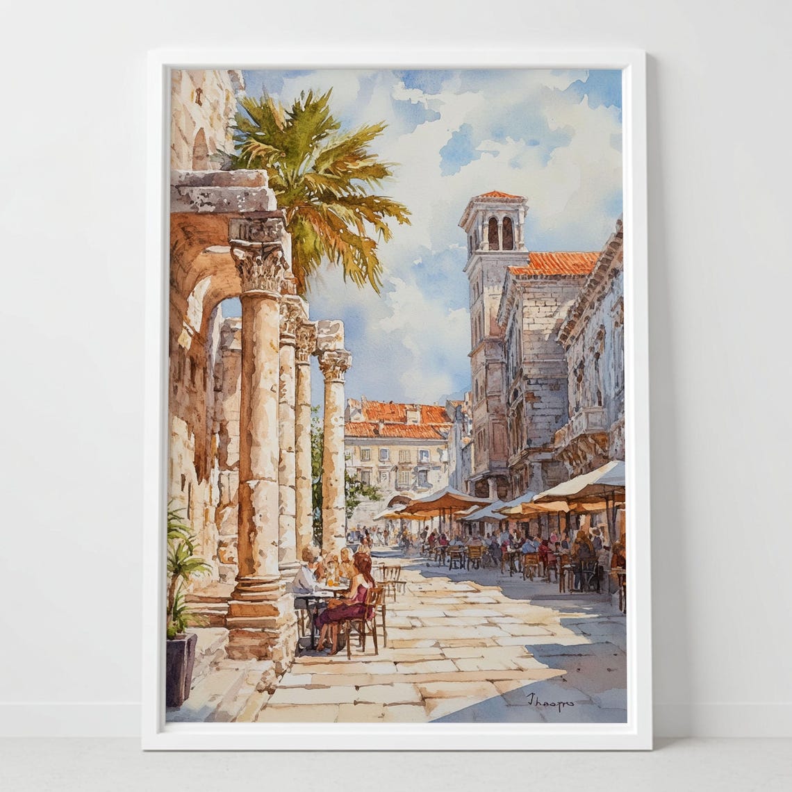 Split Croatia Diocletian Palace Peristyle Watercolor Old Town Poster