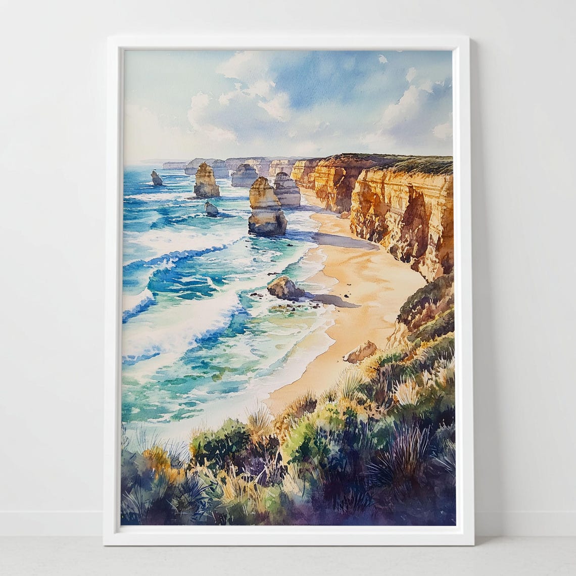 Great Ocean Road Australia Twelve Apostles Coastal Watercolor Poster