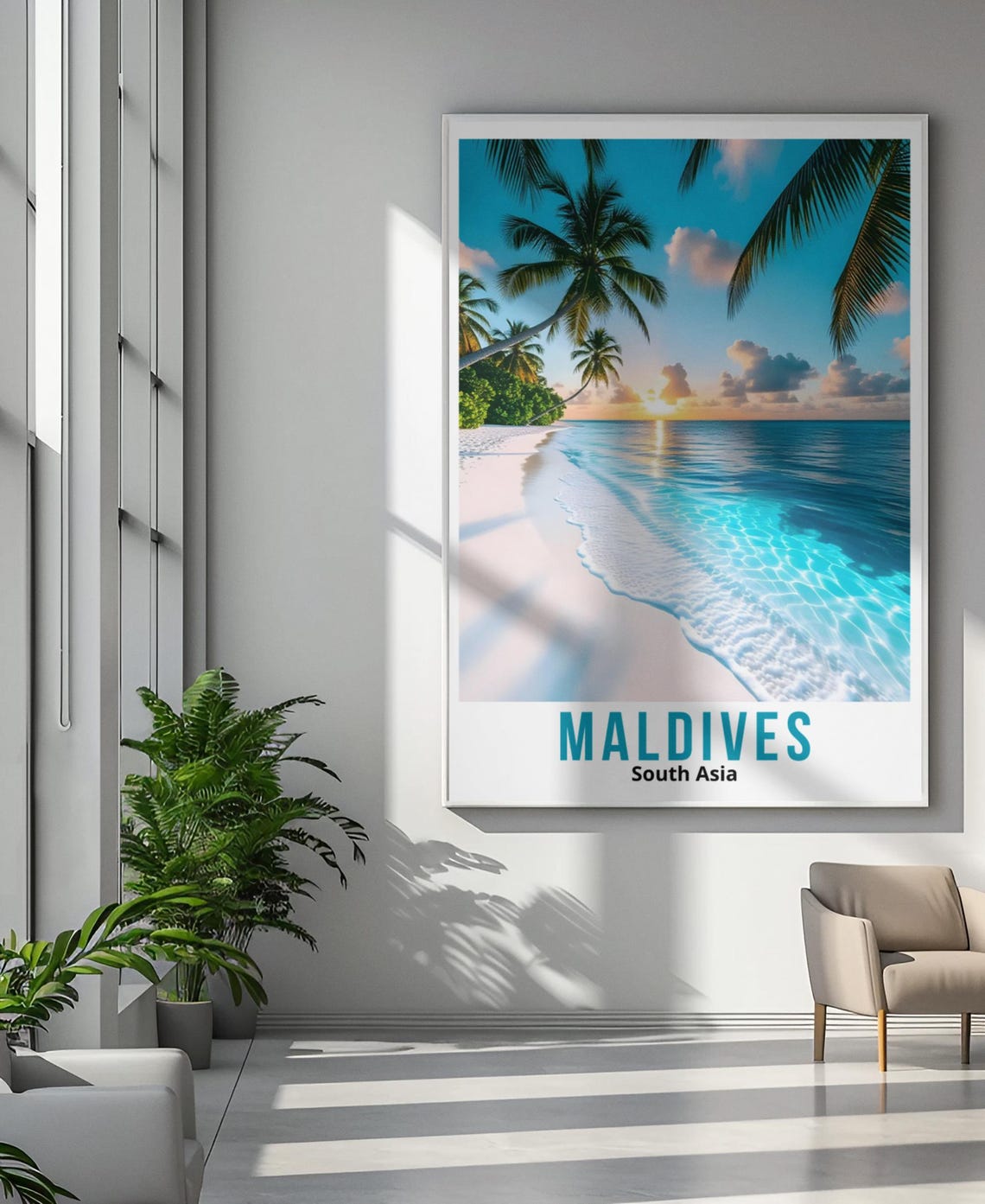 Maldives Travel Poster Maldives Wall Art Maldives Wall Hanging Wall Decor Maldives Gifts South Asia Travel Poster Maldives Asia Poster - Image 2