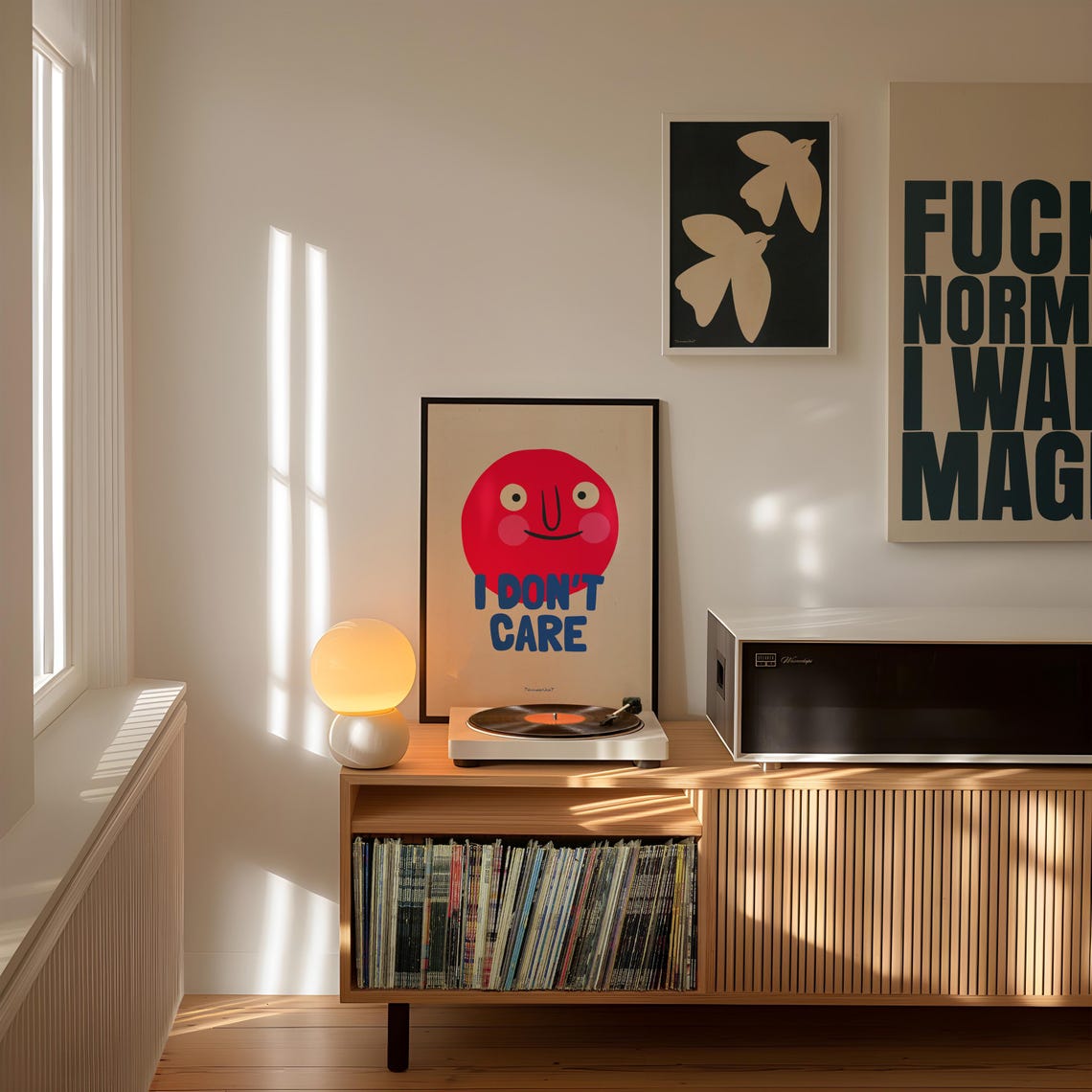 Dont Care Funny Quote, Retro Wall Art - Image 2