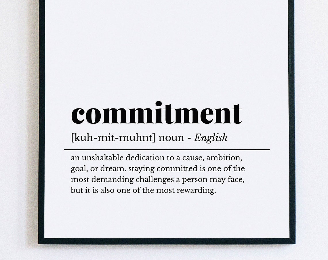 Commitment Definition Noun Dictionary Typography Wall Poster