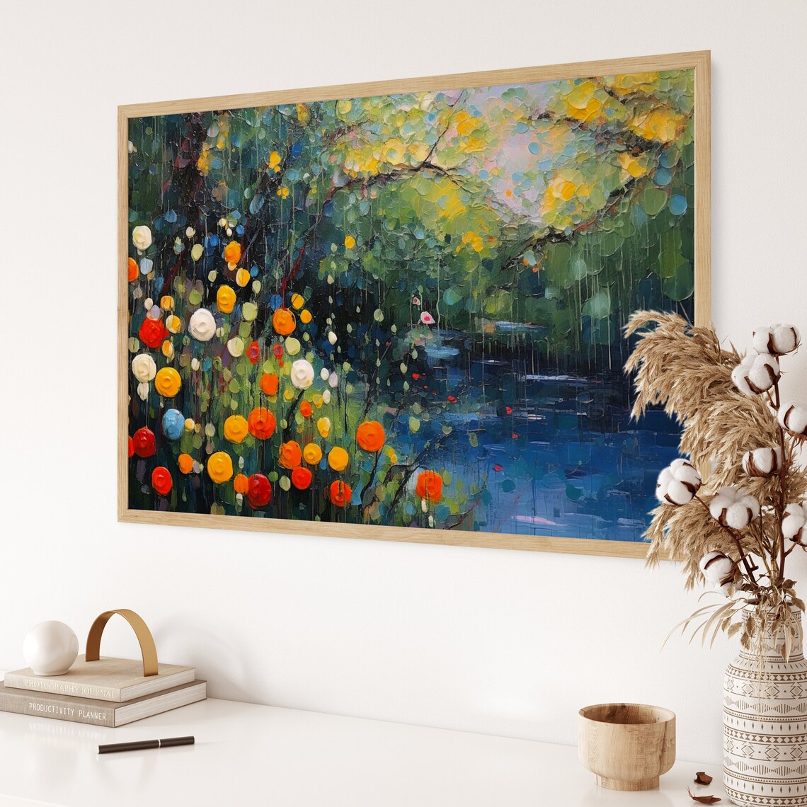 Impressionist Wildflower Stream Colorful Dots Dark Water Floral Poster - Image 3