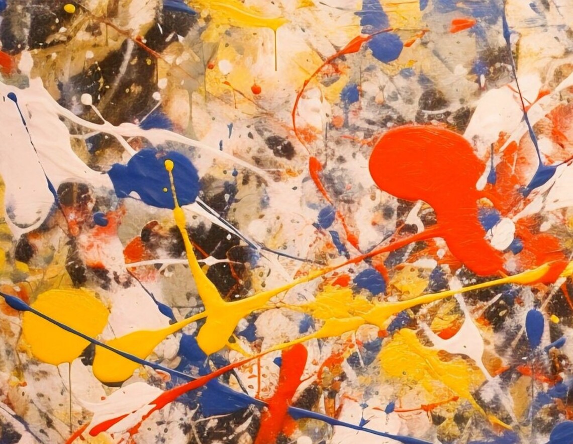 Abstract Splatter Painting, Pollock-Inspired Decor - Image 2