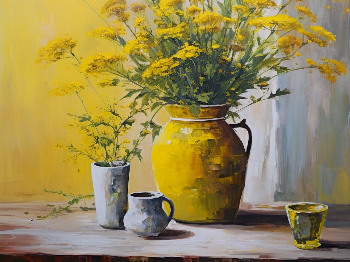 Golden Light Kitchen Still Life, Folk Art Impressionism - Image 3