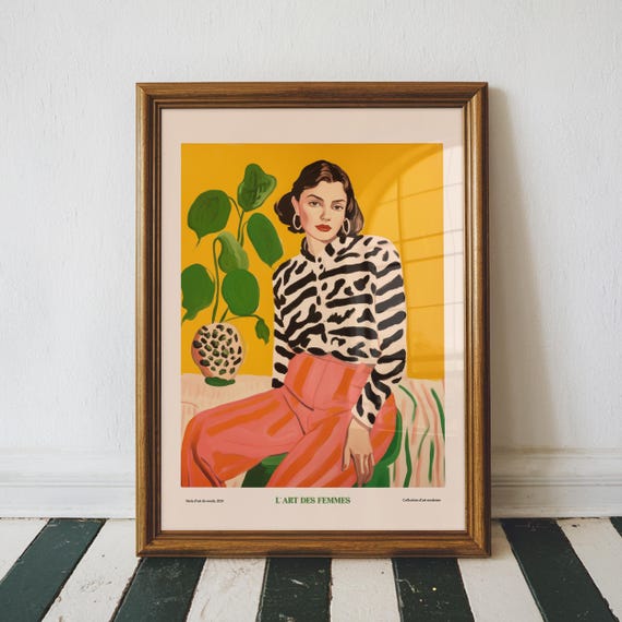 Fashion Woman Wall Art Print Modern Contemporary Trendy Decor Painting Maximalist Living Room