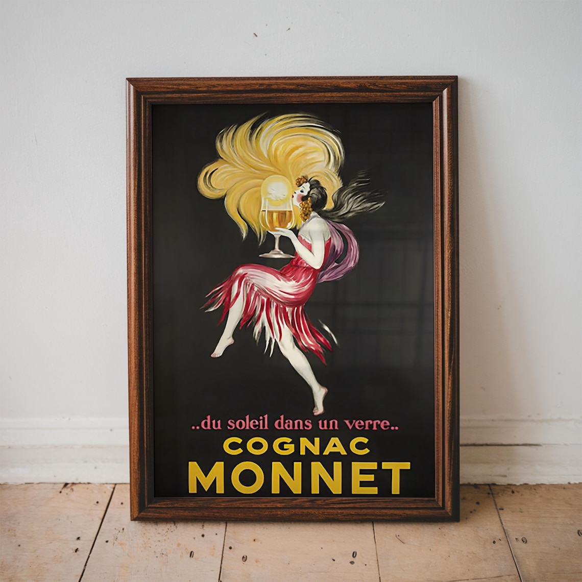 Cognac Monnet Sun in a Glass Dancer Vintage French Advertising Poster