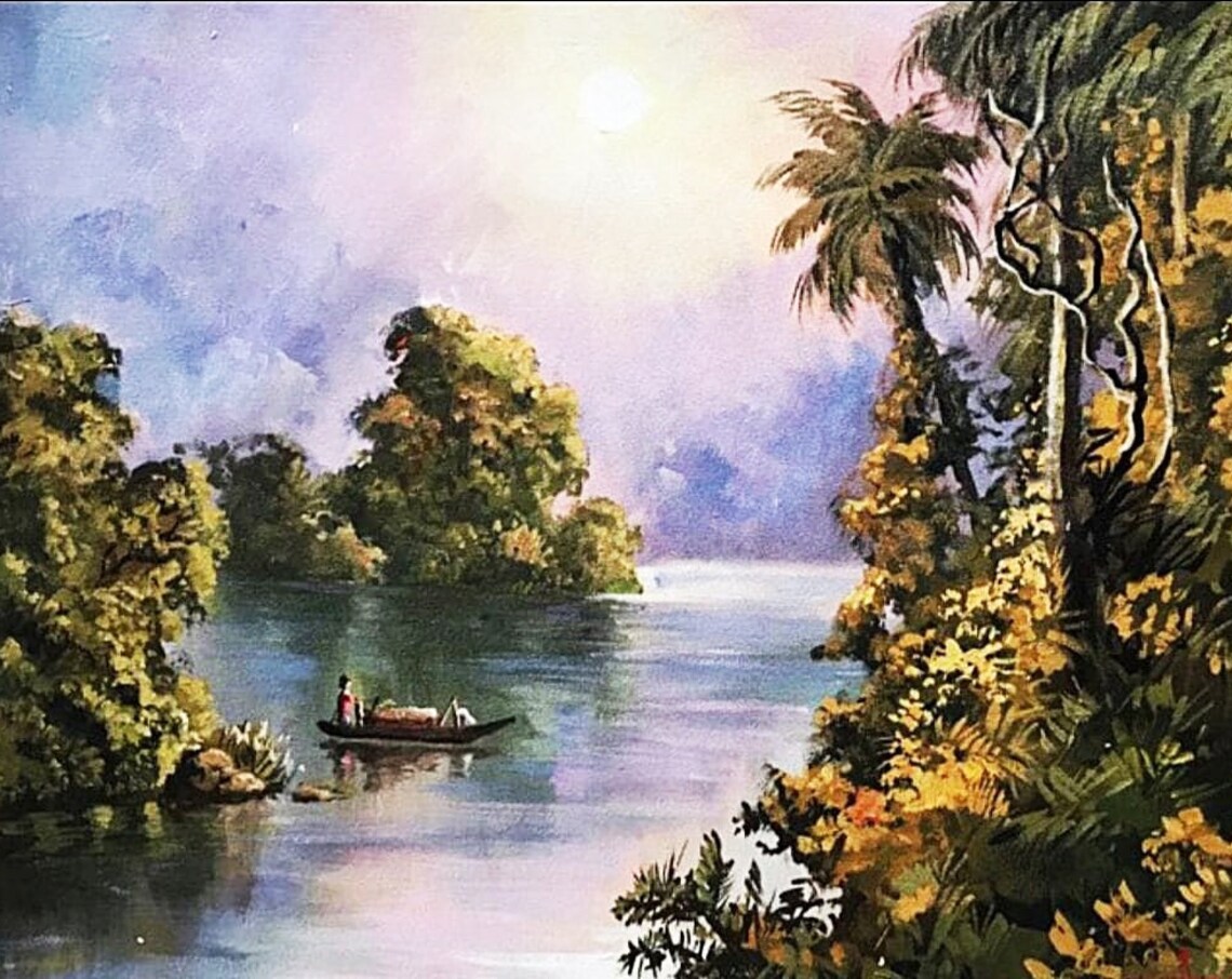 River in Europe, Unique Landscape Art Print
