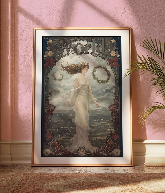 Tarot World Card, Dark Fantasy Theme Art Print