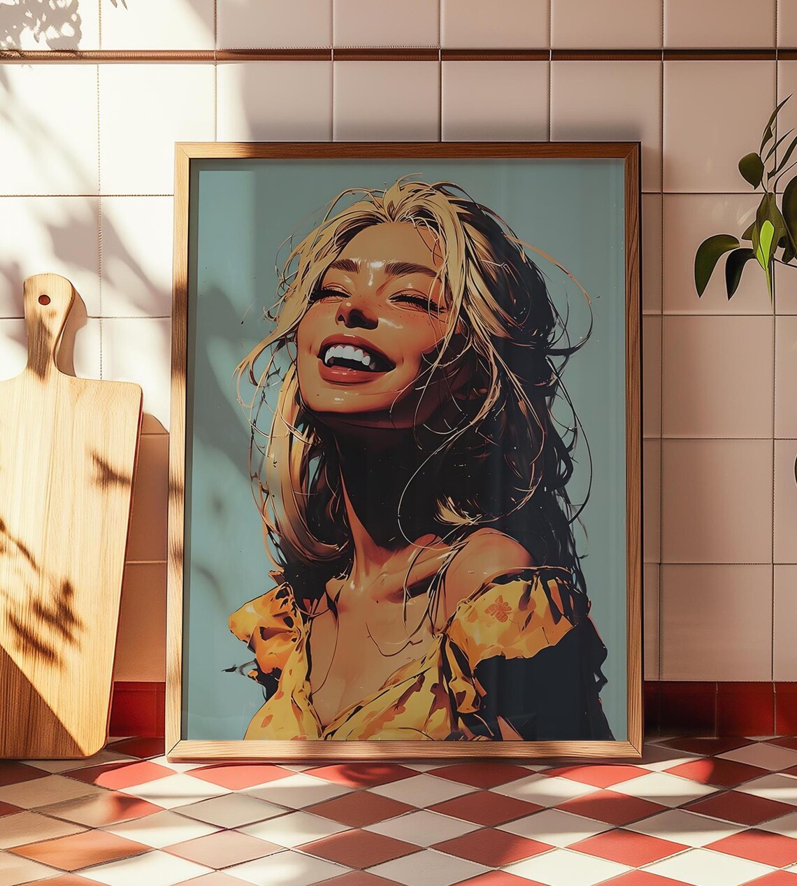 Sundress Blonde Anime Girl Portrait, Wall Art Print