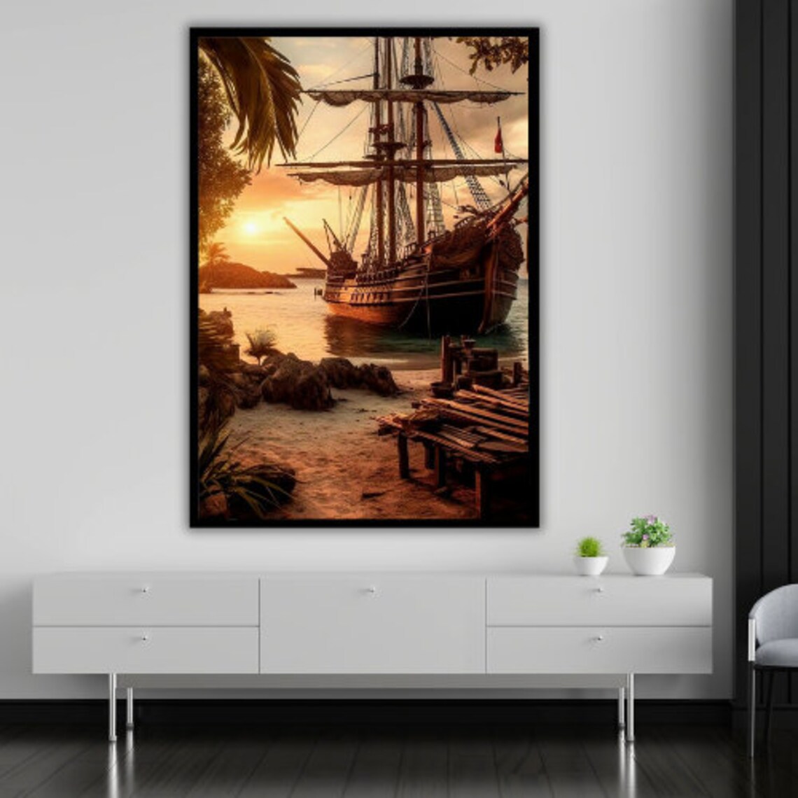 Old Ship Nautical Decor, Maritime Wall Hanging - Image 3