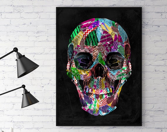 Geometric Pattern Skull Art Print, Sugar Wall Decor