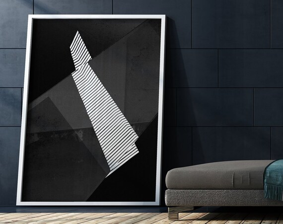 Abstract Angles Black And White Print Minimalist Wall Art