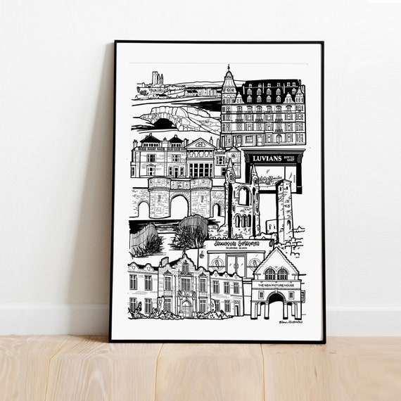 St Andrews Scotland Print Black And White Landmark Illustration
