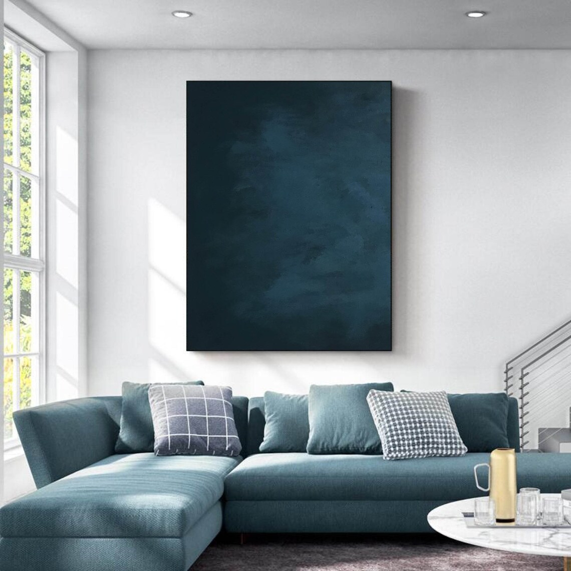 Pure Blue Minimalist Texture, Modernist Abstract Art Print - Image 2