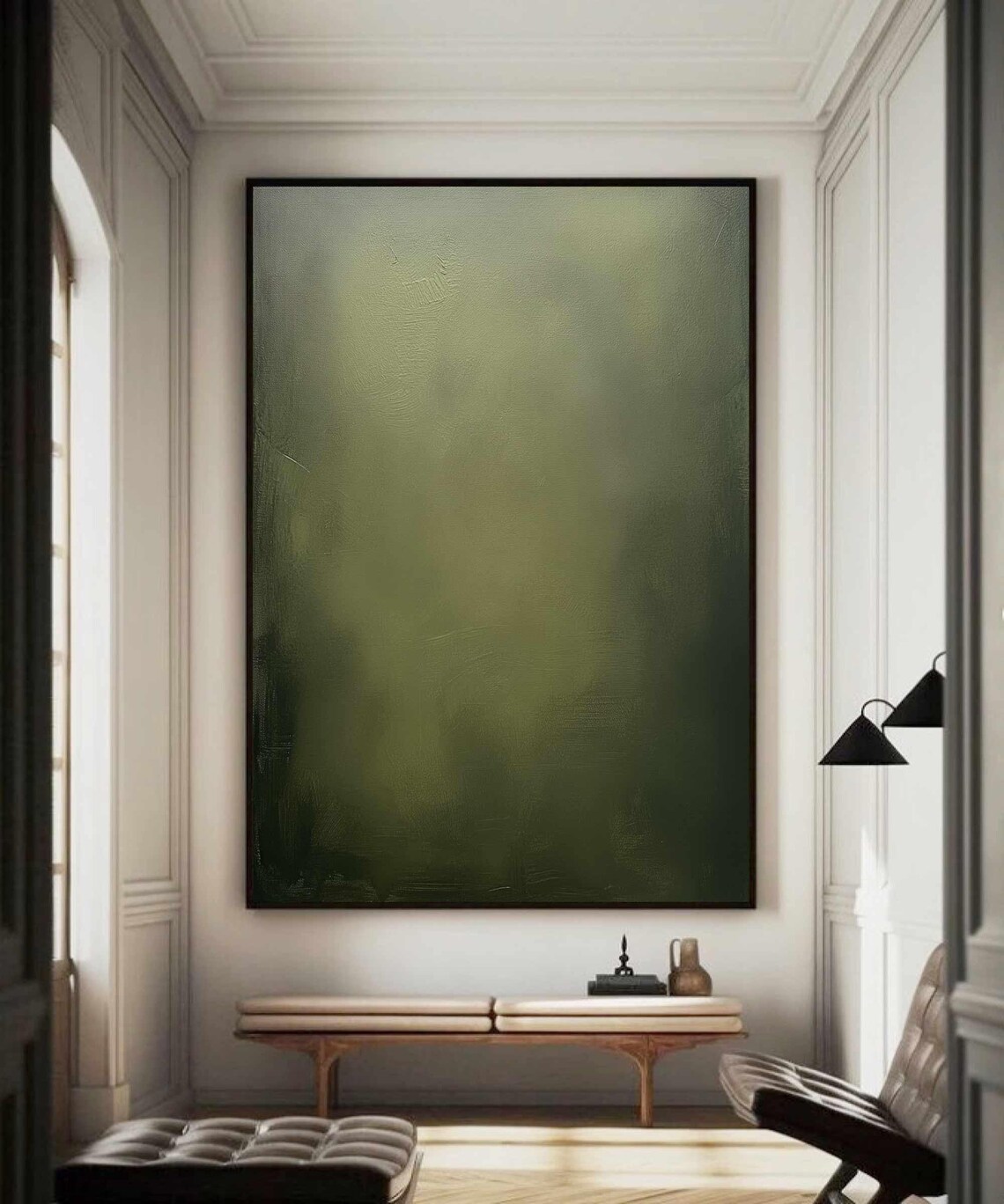 Neutral Green Abstract Painting, Wabi-Sabi Art Print - Image 2