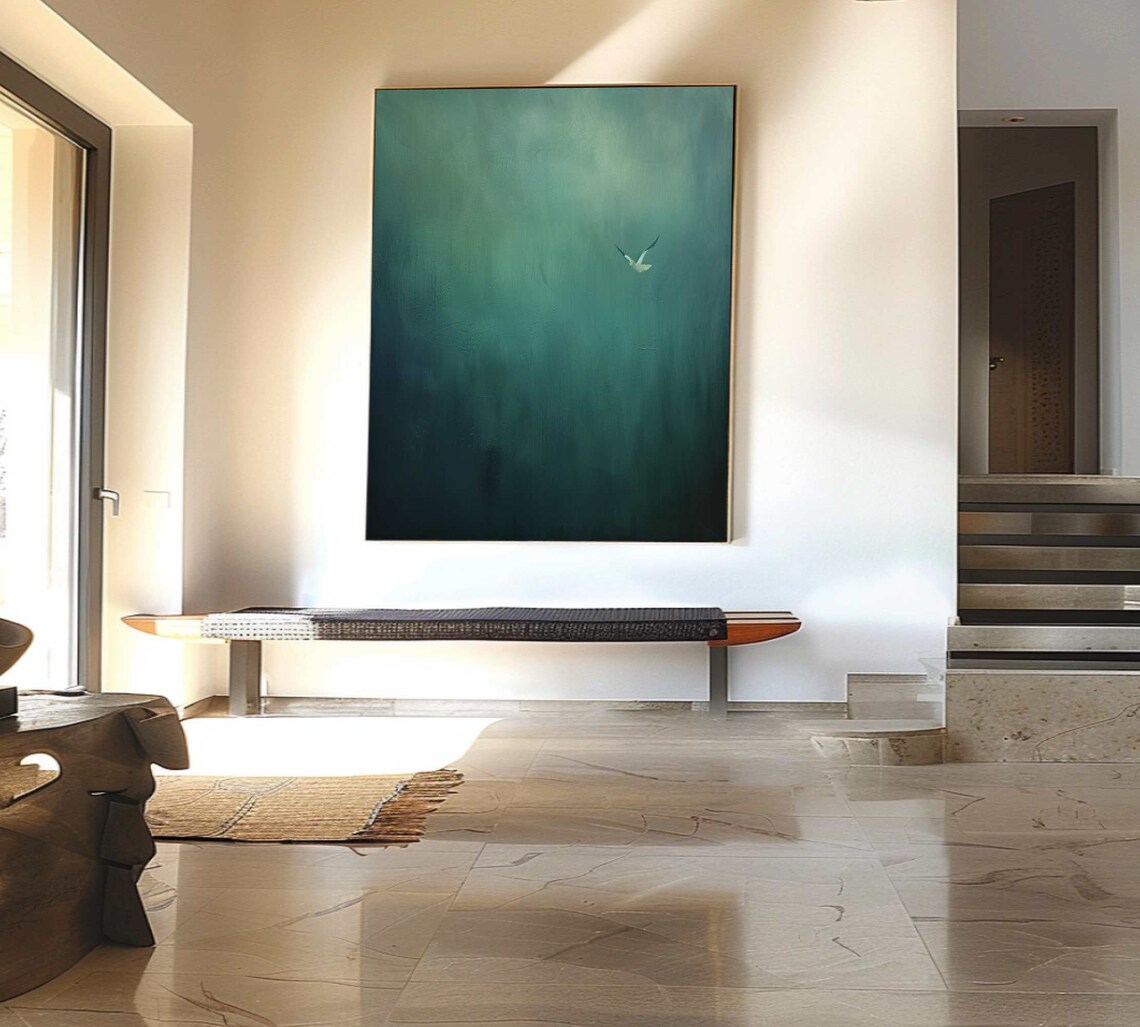 Surrealist Dark Green Sky Abstract Wall Art - Image 3