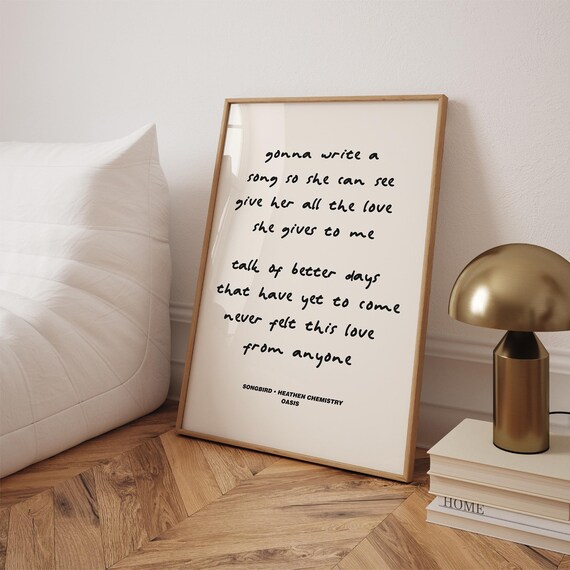 Oasis Songbird Heathen Chemistry Handwritten Lyrics Music Print