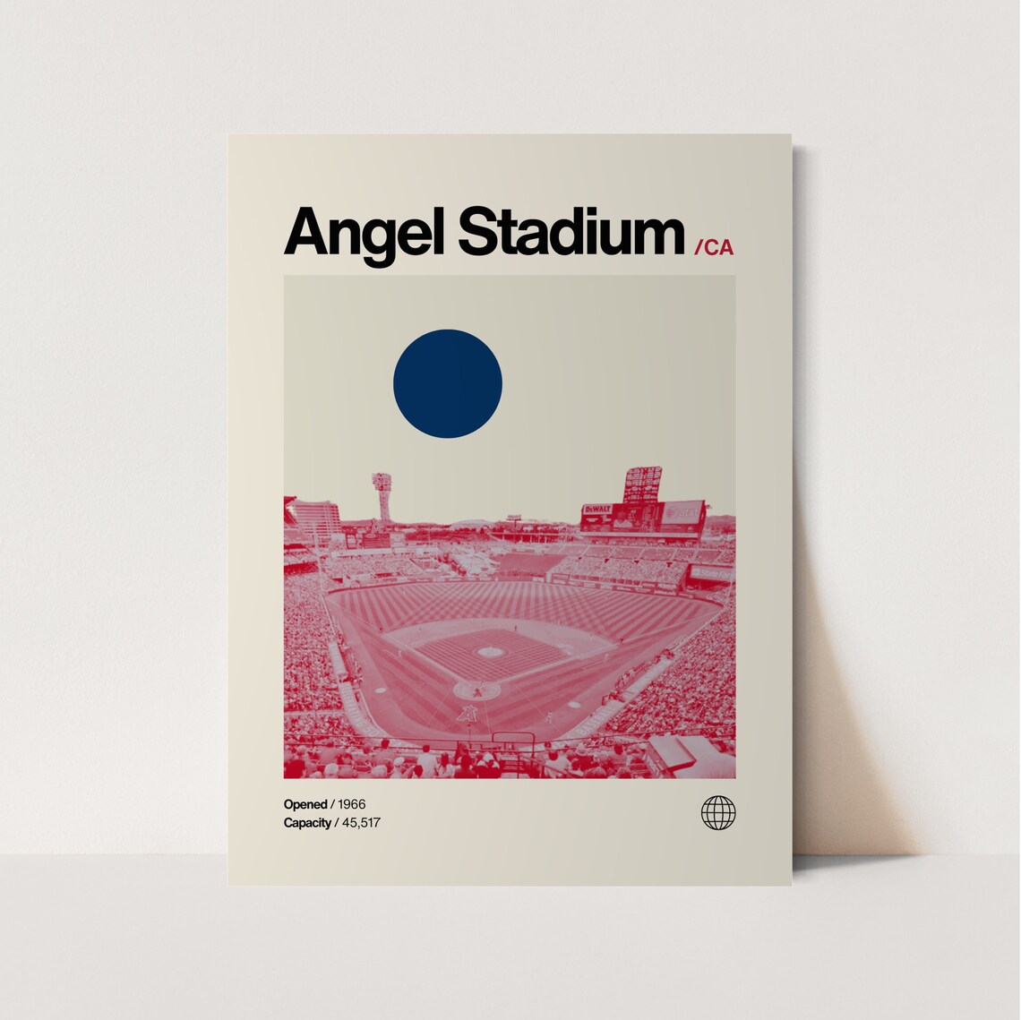 Angel Stadium Anaheim Minimalist Mid Century Modern Baseball Poster