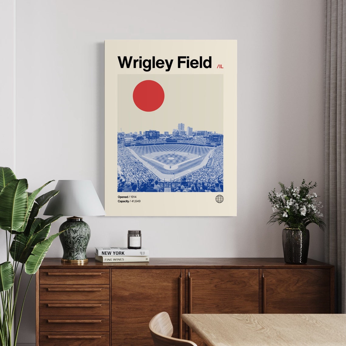 Wrigley Field Chicago Cubs Historic Stadium Blue Duotone Poster - Image 3